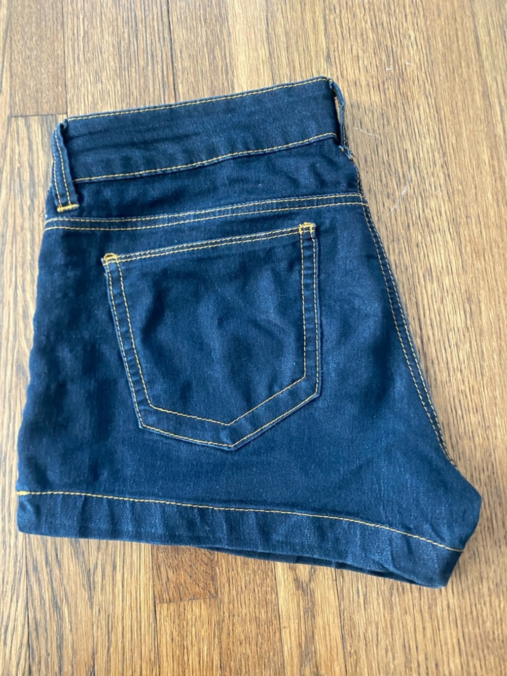 Indigo Rein Dark Blue Denim Cuffed Jean Shorts